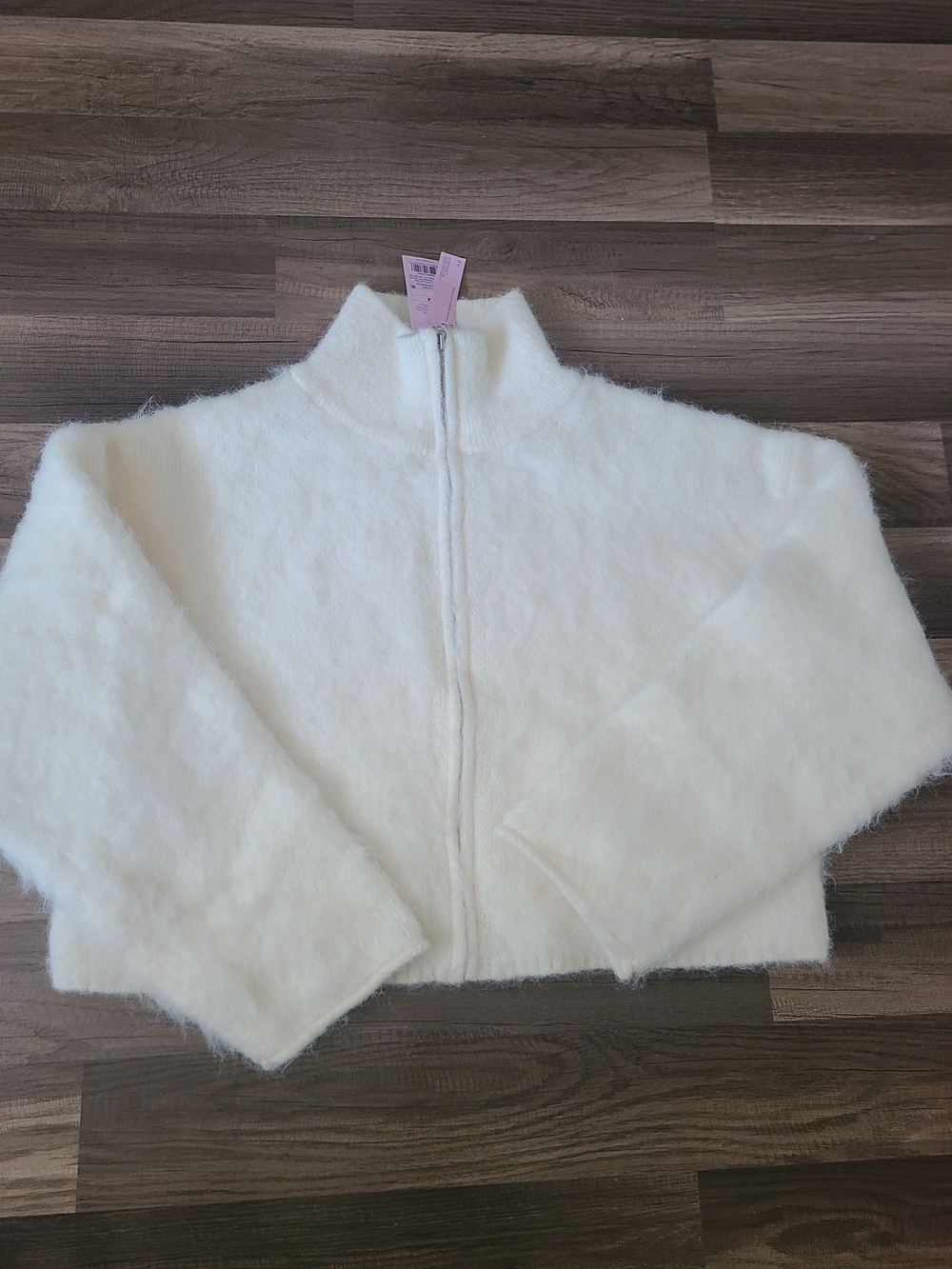 wild fable Womens Cream Fuzzy Zip-Up Jacket